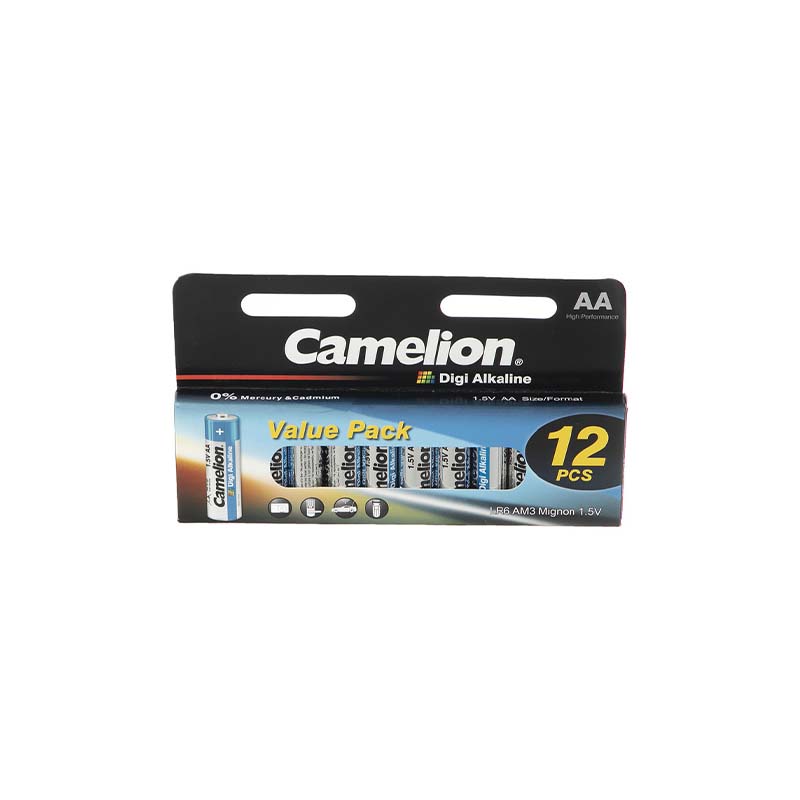 باتری 12تایی قلمی دیجی آلکالاین کملیون مدل Camelion Digi Alkaline LR6 1.5V AA