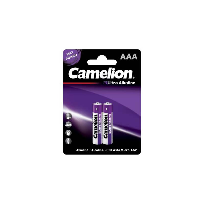 باتری دوتایی نیم قلمی اولترا آلکالاین کملیون مدل Camelion Ultra Alkaline LR03 1.5V