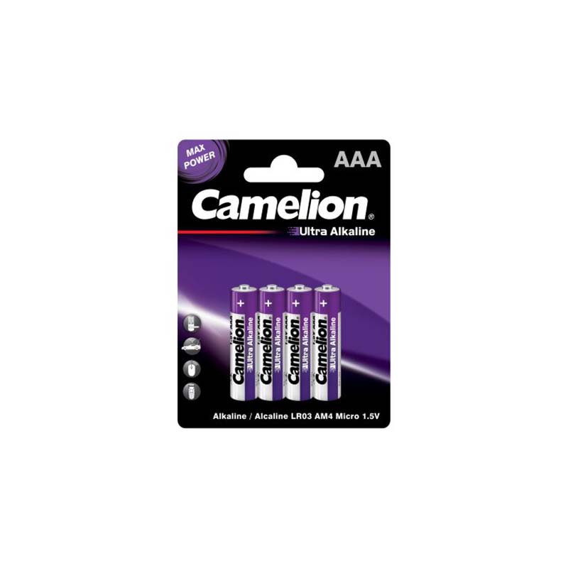 باتری چهارتایی نیم قلمی اولترا آلکالاین کملیون مدل Camelion Ultra Alkaline LR03 1.5V