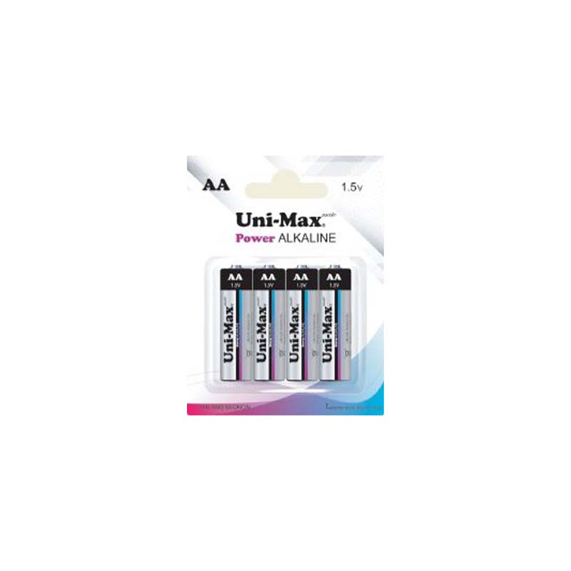 باتری چهارتایی قلمی آلکالاین یونی مکس مدل Uni-Max Alkaline UB-LR6-BP4 1.5V