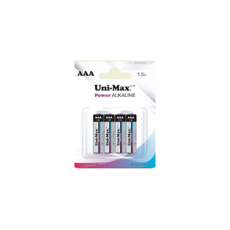 باتری چهارتایی نیم قلمی آلکالاین یونی مکس مدل Uni-Max Alkaline UB-LR03-BP4 1.5V