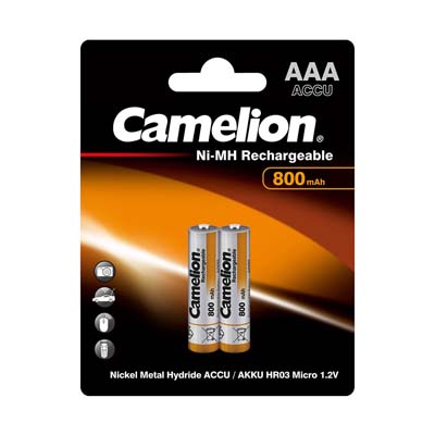 باتری نیم قلمی Camelion Ni-MH Rechargeable NH-AAA800BP2